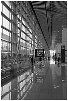 Departure area, Capital International Airport. Beijing, China ( black and white)