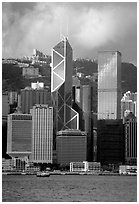 Landmark Bank of China building, whose triangular shapes were designed by Pei. Hong-Kong, China ( black and white)