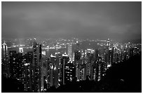 Hong-Kong lights from Victoria Peak at night. Hong-Kong, China ( black and white)
