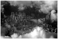 Aerial view of Kowloon. Hong-Kong, China ( black and white)