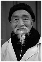 Dr Ho, famous herborist doctor. Baisha, Yunnan, China (black and white)