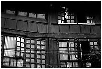 Detail of old wooden house. Kunming, Yunnan, China ( black and white)