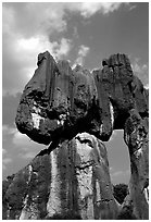 Opening in a limestone formation of the Stone Forest. Shilin, Yunnan, China ( black and white)