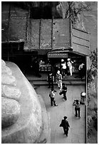 At the foot of the Grand Buddha. Leshan, Sichuan, China ( black and white)