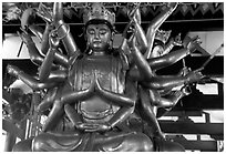 Statue of Avalokiteshvara, the Bodhisattva of Mercy inside Luohan Hall. Leshan, Sichuan, China ( black and white)