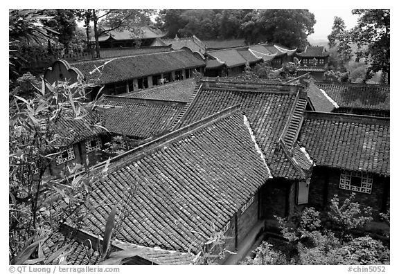 Wuyou Si, Tang dynasty temple. Leshan, Sichuan, China (black and white)