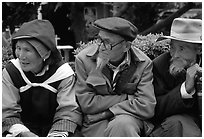 Elder Naxi people. Lijiang, Yunnan, China (black and white)