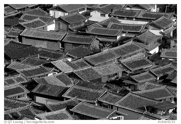 Old town Rooftops seen from Wangu tower. Lijiang, Yunnan, China