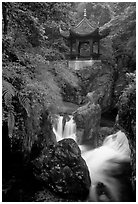 Waterfall beneath Qingyin pavillon. Emei Shan, Sichuan, China ( black and white)