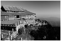 Jinding Si temple in the morning. Emei Shan, Sichuan, China (black and white)