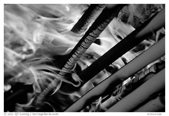Joss sticks burning. Emei Shan, Sichuan, China