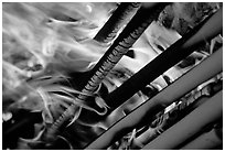Joss sticks burning. Emei Shan, Sichuan, China ( black and white)
