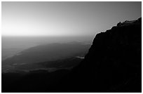 Sunset on Jinding Si (Golden Summit), perched on a steep cliff. Emei Shan, Sichuan, China ( black and white)