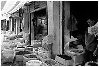 Dried food items for sale in the extended Qingping market. Guangzhou, Guangdong, China ( black and white)