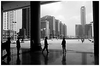 Hall of the modern East station linking to Hong-Kong. Guangzhou, Guangdong, China ( black and white)