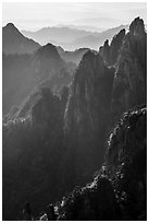 Stone pinnacles. Huangshan Mountain, China ( black and white)