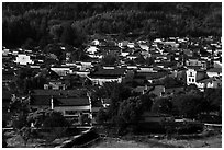 Village from above. Xidi Village, Anhui, China ( black and white)