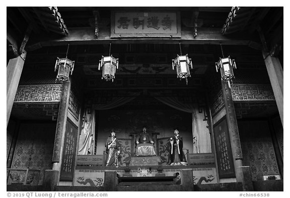 Altar, Zhuimu Hall. Xidi Village, Anhui, China (black and white)