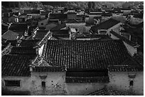 Tile rooftops. Xidi Village, Anhui, China ( black and white)