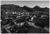 Village rooftops. Xidi Village, Anhui, China ( black and white)
