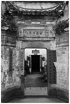 Gates with inscriptions. Xidi Village, Anhui, China ( black and white)