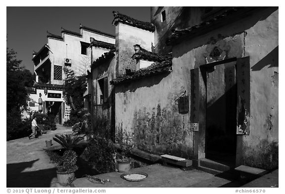 Village houses. Xidi Village, Anhui, China (black and white)