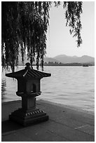 Urn on West Lake shore. Hangzhou, China ( black and white)