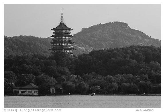 Leifeng Pagoda, West Lake. Hangzhou, China (black and white)