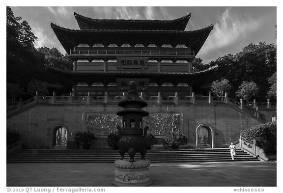 Upper Jingci Buddhist Temple. Hangzhou, China (black and white)
