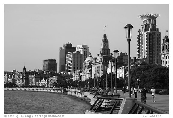 The Bund in the morning. Shanghai, China (black and white)
