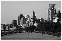 Promenade and colonial buildings, the Bund. Shanghai, China ( black and white)
