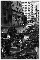 China Post motorbikes. Shanghai, China ( black and white)