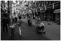 Early morning street scene. Shanghai, China ( black and white)
