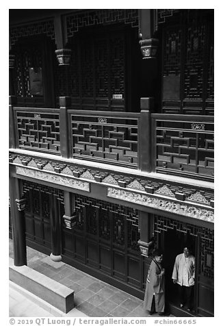 Priest, Dajing Taoist temple. Shanghai, China (black and white)