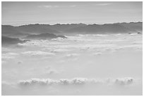 Aerial view of mountains above cloud layer. Taiwan ( black and white)