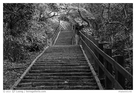 Stairs leading up Elephant Mountain. Taipei, Taiwan