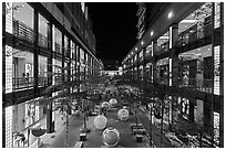 Shopping mall at night. Taipei, Taiwan (black and white)