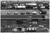 City traffic from above. Taipei, Taiwan (black and white)