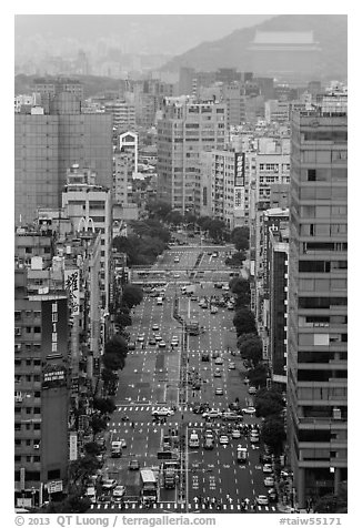 Old town center boulevard from above. Taipei, Taiwan
