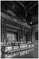 Inside main room, Guandu Temple. Taipei, Taiwan (black and white)