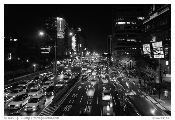 Traffic by night. Taipei, Taiwan