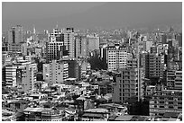 Old town center buildings from above. Taipei, Taiwan (black and white)