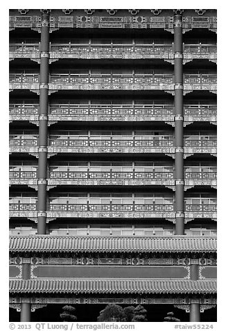 Vermilion columns and balconies, Grand Hotel. Taipei, Taiwan