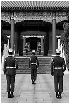 Changing of the honor guard, Martyrs Shrine. Taipei, Taiwan (black and white)