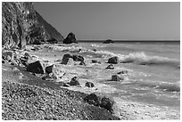 Waves and boulders. Taroko National Park, Taiwan (black and white)