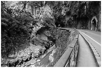 Road, Taroko Gorge. Taroko National Park, Taiwan (black and white)