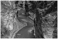 Liwu River meanders in narrow marble gorge. Taroko National Park, Taiwan ( black and white)