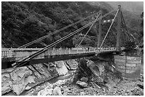 Cimu Bridge(Motherly Devotion Bridge), Taroko Gorge. Taroko National Park, Taiwan (black and white)