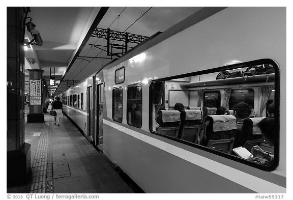 Train, Hualien Station. Taiwan (black and white)