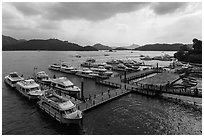 Shueishe Pier, afternoon. Sun Moon Lake, Taiwan (black and white)